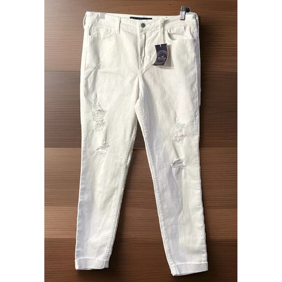 NWT Hollister Crop High Rise Jeans White Distressed Size 11 / 30 - Picture 2 of 8